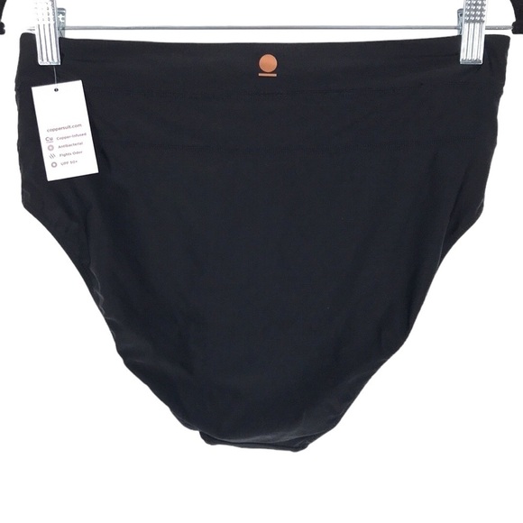 Black Full Coverage Hight Waist  Bikini Bottom Size L Coppersuit New - Picture 10 of 10
